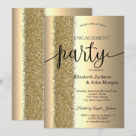 Convite Elegante Glitter Dourado Script Compromisso