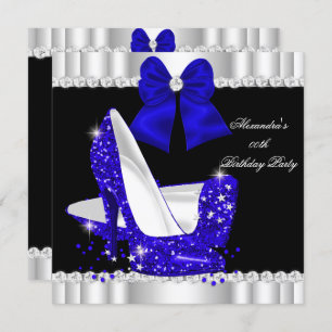 Convite Elegante Glitter Royal Blue Glamor Altos Saltos