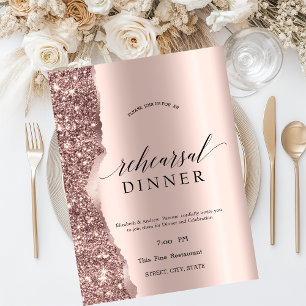 Convite Elegante Glitter Script Dourado Rosa