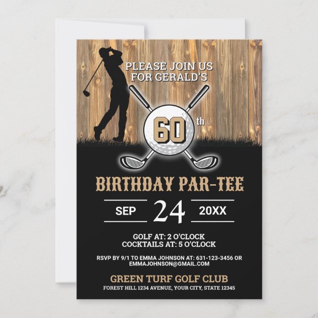 Convite Elegante Golf Birthday Design (Frente)