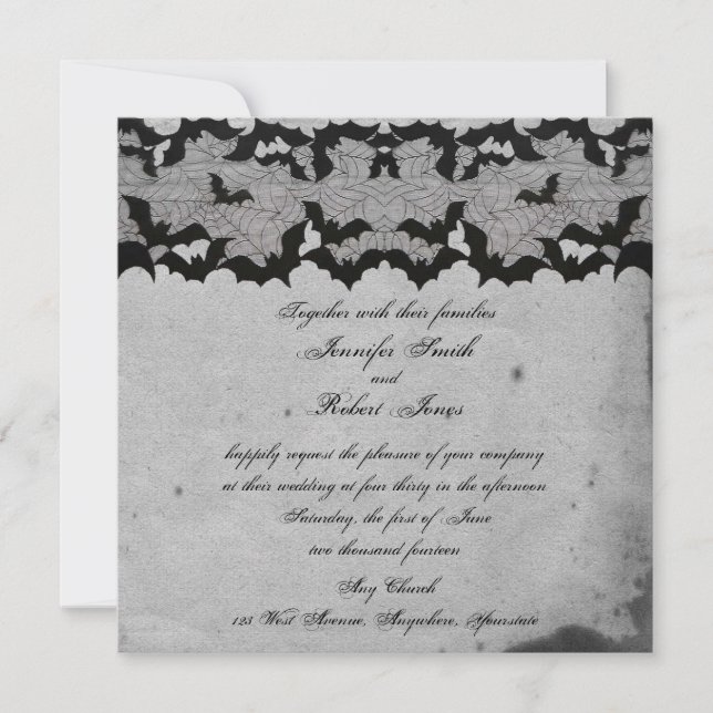 Convite Elegante Gótica Lace Posh Invitation (Frente)