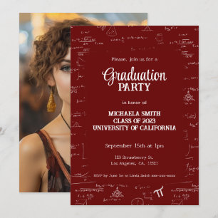 Convite Elegante Graduação de Matemática em Marrom Simples
