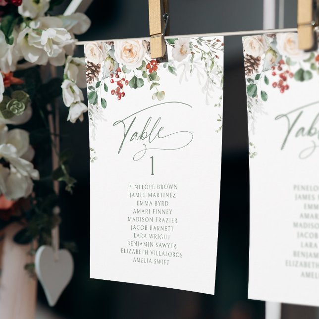 Convite Elegante gráfico de assentos numerados de mesa flo (Elegant Festive Floral table number seating chart)