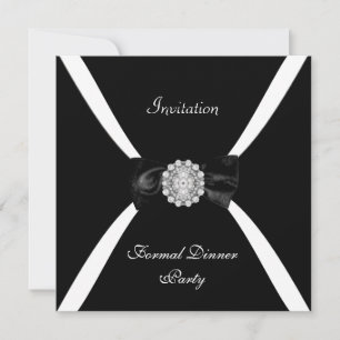 Convite Elegante Gravata Borboleta Preta e Branca