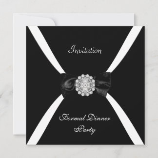 Convite Elegante Gravata Borboleta Preta e Branca