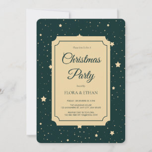 Convite Elegante Green e Dourado Natal da Noite Estelar