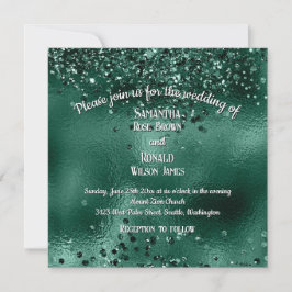 Convite Elegante Green Glitter e Foil Wedes