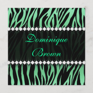 Convite Elegante Green Jeweled Zebra convidado