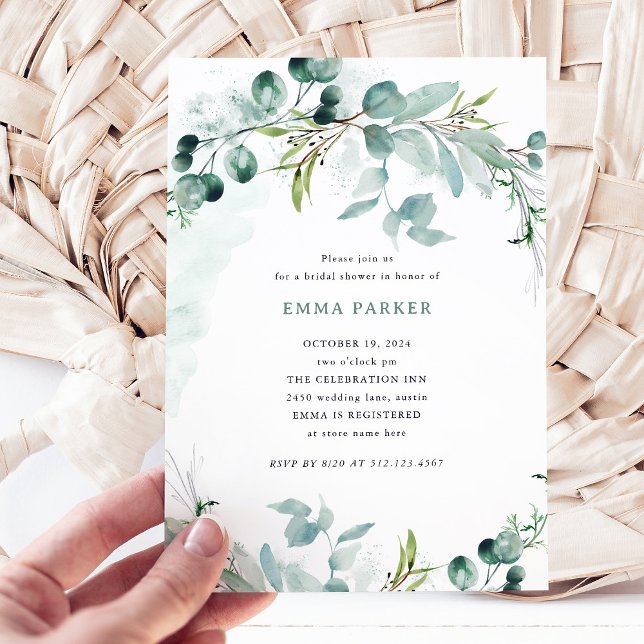 Convite Elegante Greenery | CHÁ DE PANELA (An elegant bridal shower invitation with greenery)