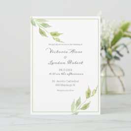 Convite Elegante Greenery Deixa Casamento de Aquarela
