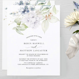 Convite Elegante Greenery e Blue Floral Wedding