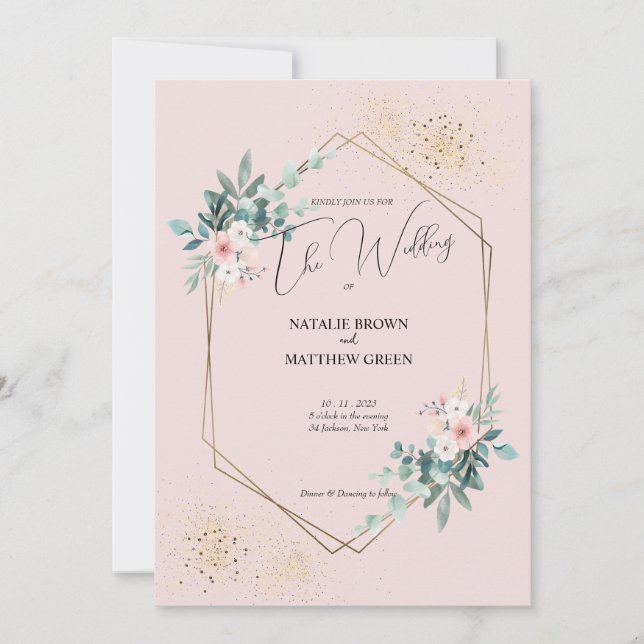 Convite Elegante Greenery Eucalyptus Invitation (Frente)