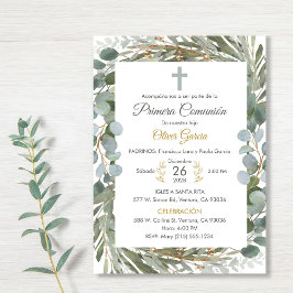 Convite Elegante Greenery Primeira Comunhão em Cuta Espanh