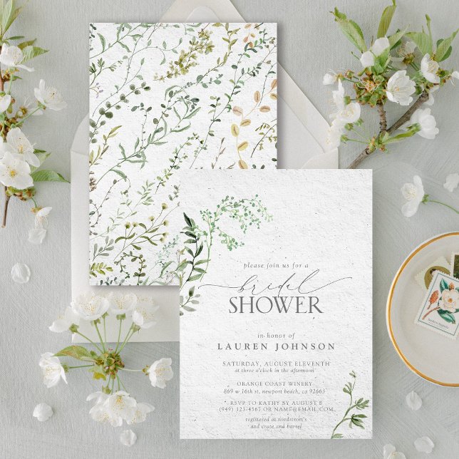 Convite Elegante Greenery Watercolor Showe (Bridal Shower Invitation!)
