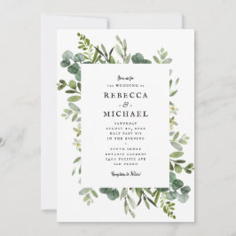 Convite Elegante Greenery Wedding