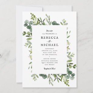 Convite Elegante Greenery Wedding