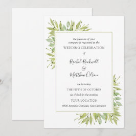 Convite Elegante Greenery Wedding