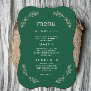 Convite Elegante Greenery Wedding Menu   Tipo de Letra do 