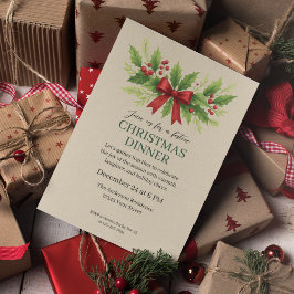 Convite Elegante Holly & Red Arco Janto de Natal -