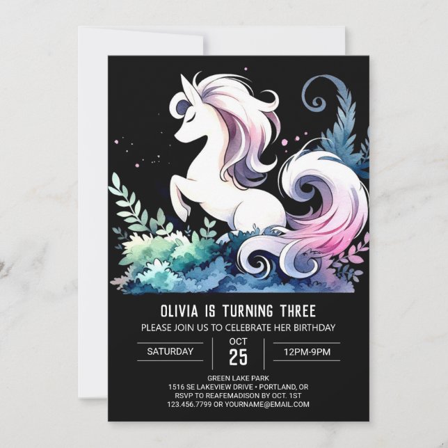 Convite Elegante Horse Birthday (Frente)