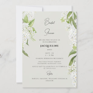 Convite Elegante Hortênsia Branca Chuveiro de Noiva Bege I