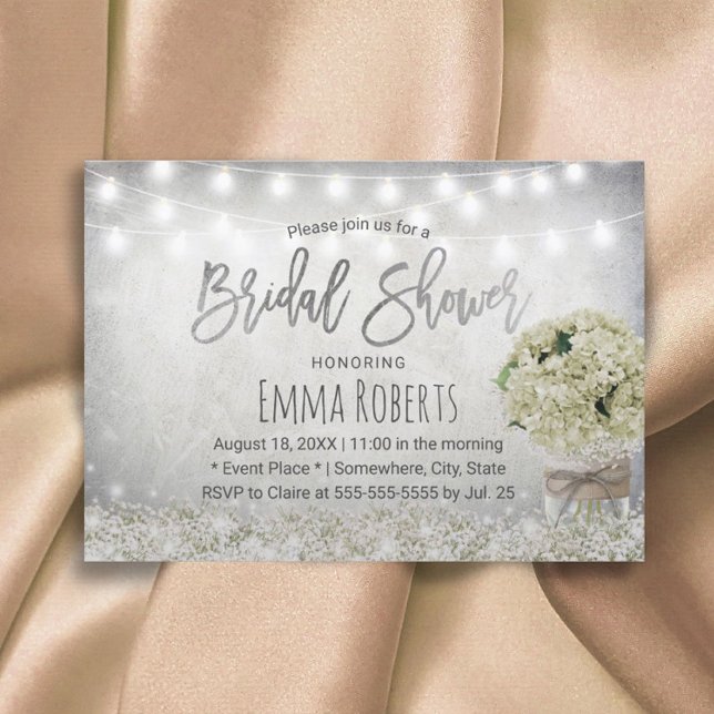 Convite Elegante Hydrangea Jar Rustic Chá de panela (Criador carregado)