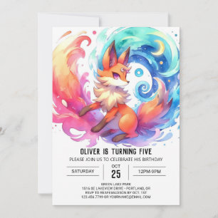 Convite Elegante Imprimível Fox Birthday
