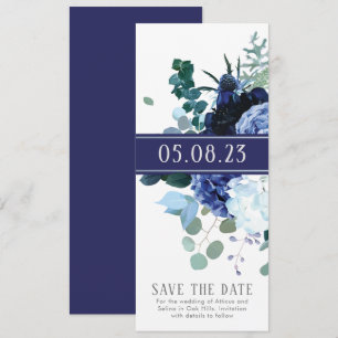 Convite Elegante Índigo Macio e  Casamento Salve a data
