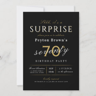 Convite Elegante invasão de 70 de aniversário de surpresas