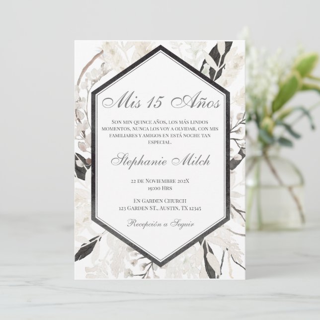 Convite Elegante Invitación de Quinceañera (Em pé/Frente)