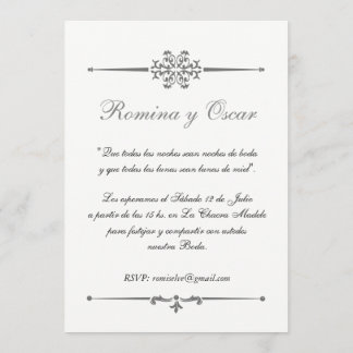 Convite Elegante Invitación para bodas en Español.