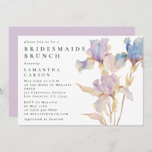 Convite Elegante Iris Floral Watercolor Bridesmaids Brunch