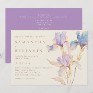Convite Elegante Íris Tudo-em-Um Floral Casamento Aquarela