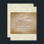 Convite Elegante Ivory Brown Dourada 50ª Festa de aniversá<br><div class="desc">Marfim russo, moderno e moderno com padrão de abstrato marrom e ouro 50º convite de aniversário.</div>