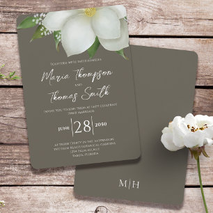 Convite Elegante Ivory Floral Magnolia Personalizada Para 