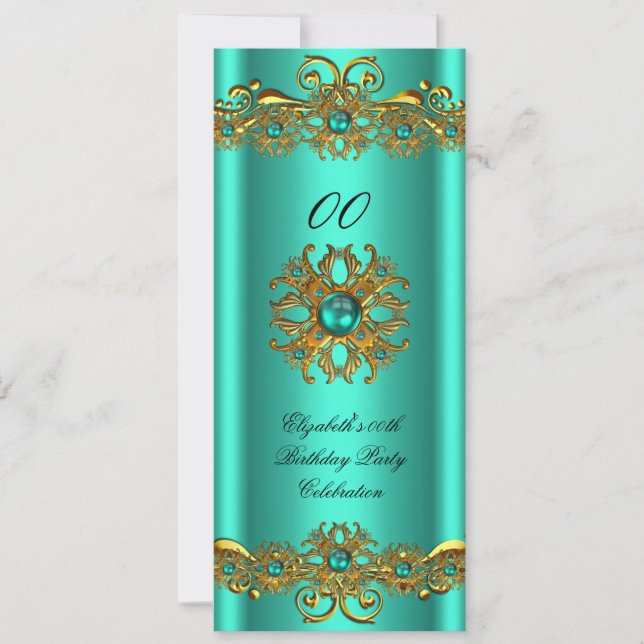 Convite Elegante Jade Green Jewel Festa de aniversário Dou (Frente)