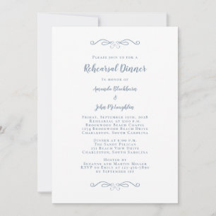 Convite Elegante Jantar de Ensaio de Casamento em Azul Poe