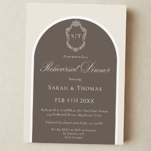 Convite Elegante Jantar de Ensaios de Casamento Monograma