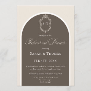 Convite Elegante Jantar de Ensaios de Casamento Monograma