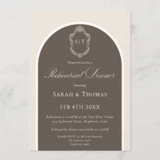 Convite Elegante Jantar de Ensaios de Casamento Monograma