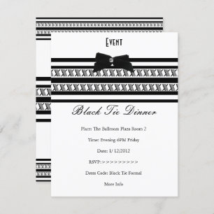 Convite Elegante Janto Formal Black Tie White