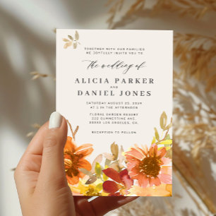 Convite Elegante jardim aquarela floral marfim casamento