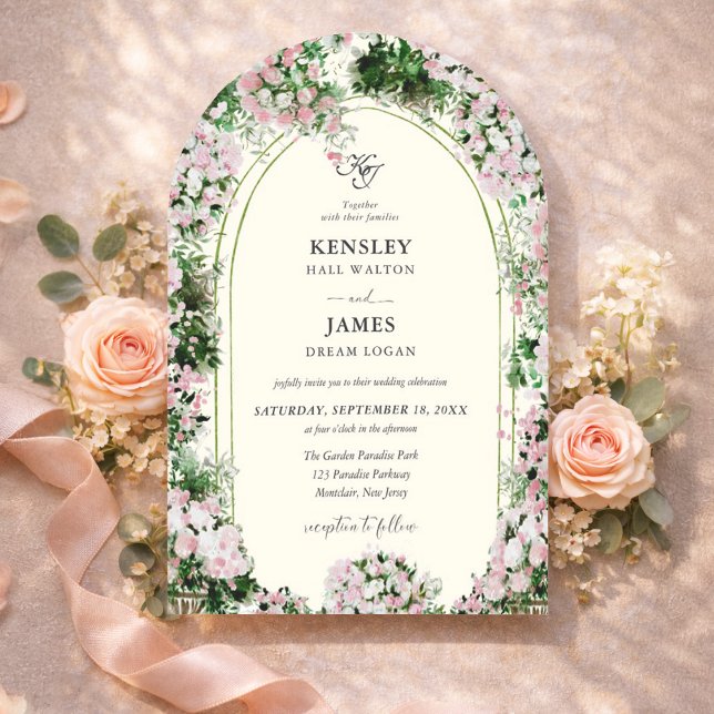 Convite Elegante Jardim Beijo com Casamento de Foto  (Criador carregado)