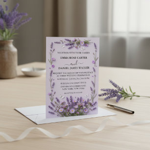 Convite Elegante Jardim de Casamento Floral Lavanda