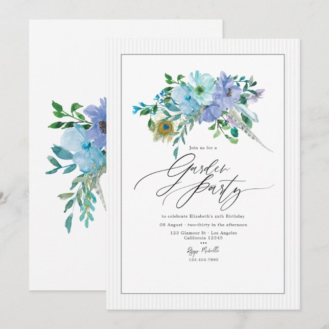 Convite Elegante Jardim de Festa Floral Boho em Tons de Ho (Frente/Verso)