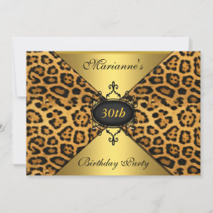 Convite Elegante Jóia Antiga de Leopardo Preto para Aniver
