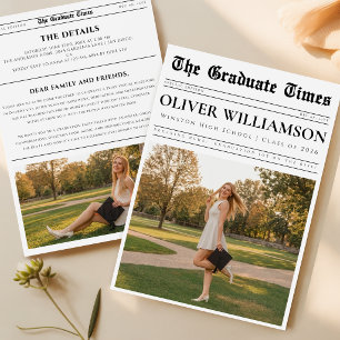 Convite Elegante Jornal de Fotos Personalizado para Festa 