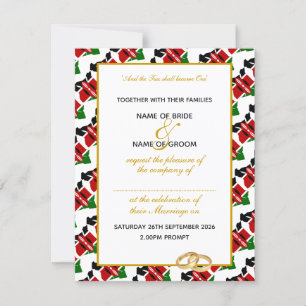 Convite Elegante KENYA FLAG com WEDDING de Script Dourado