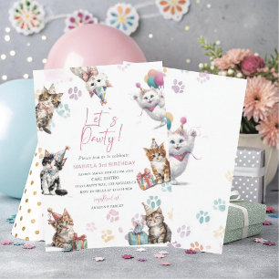 Convite Elegante Kit de Aniversário de 3 anos de Gatinho A