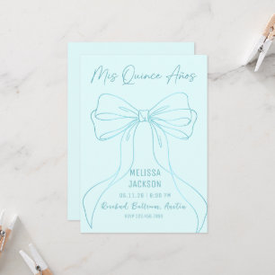 Convite Elegante Laço de Fita Azul Claro Quinceanera